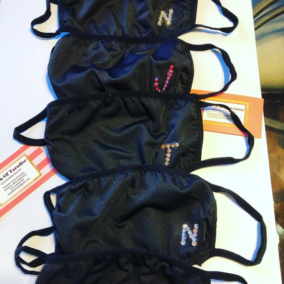 Stunning Rhinestone Initial Mask/Face Covering - Picture 3 of 7